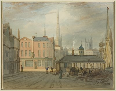 North East End of King Street, som visar Welsh Market (akvarell på papper) av Thomas Leeson the Elder Rowbotham