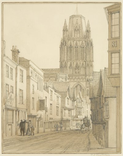 Norrvy av St Mary Redcliffe Church sett från Redcliffe Street av Thomas Leeson the Elder Rowbotham