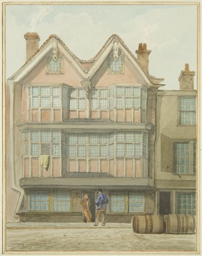 Gamla hus i West Side, Marsh Street (akvarell på papper) av Thomas Leeson the Elder Rowbotham