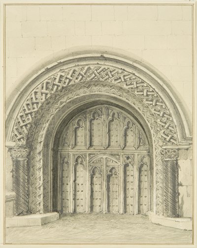 Mindre välvd gateway som gränsar till Deanery of Bristol Cathedral (penna och akvarell på papper) av Thomas Leeson the Elder Rowbotham