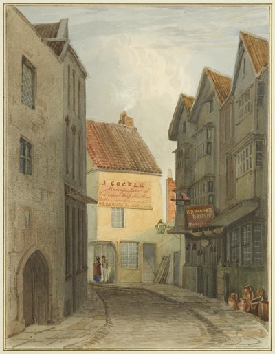 St Nicholas Street från korsningen med Corn Street (akvarell på papper) av Thomas Leeson the Elder Rowbotham