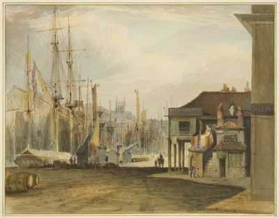 Kajen, med utsikt mot norr, med Old Corn Exchange av Thomas Leeson the Elder Rowbotham