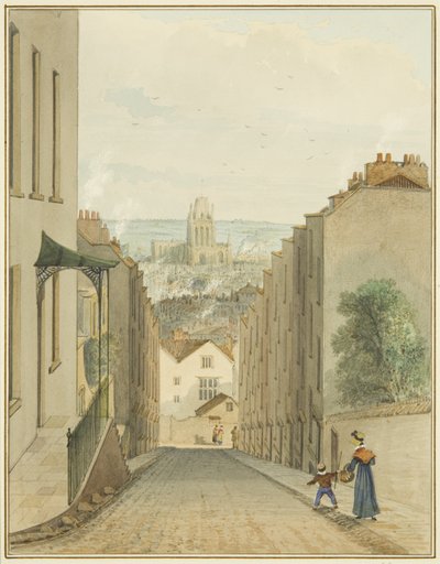 Utsikt från toppen av Lodge Street (akvarell på papper) av Thomas Leeson the Elder Rowbotham
