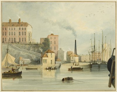 West End of Redcliffe Parade, som visar ingångsportarna till Bathurst Basin av Thomas Leeson the Elder Rowbotham