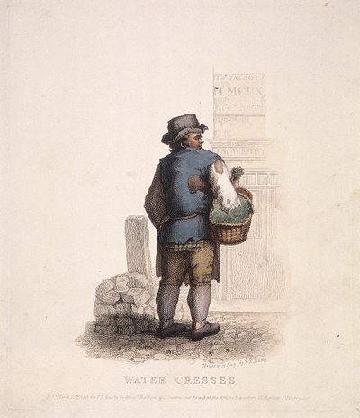 腕に籠を乗せたクレソン売り、1820年スウェーデン av Thomas Lord Busby
