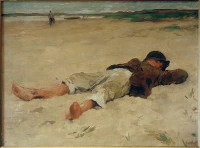Liggande bondpojke av Thomas Ludwig Herbst
