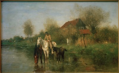 Hästar på vattnet av Thomas Ludwig Herbst