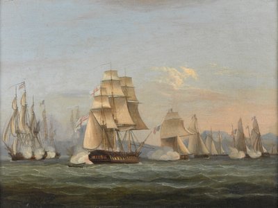 HMS Spartan & French Fregates: Beginning of the Action, 3 maj 1810 (Neapelbukten) (olja på duk) av Thomas Luny