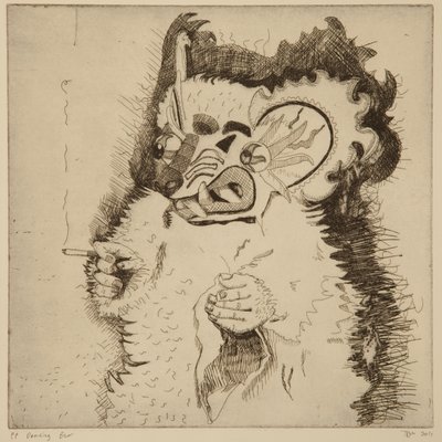 Dancing Bear, Printers proof före akvatint av Thomas MacGregor