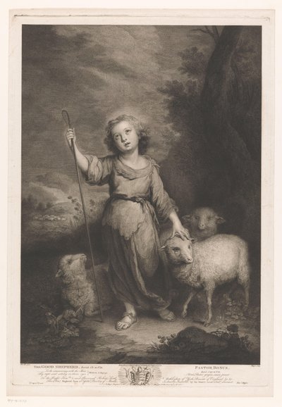 Ung herde med lamm The Good Shepherd, Pastor Bonus (titel på objekt) av Thomas Major
