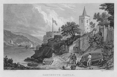 Dartmouth Castle (gravyr) av Thomas Mann (after) Baynes