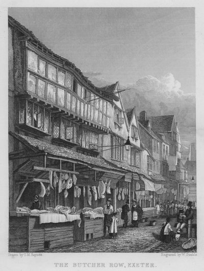 The Butcher Row, Exeter (gravyr) av Thomas Mann (after) Baynes