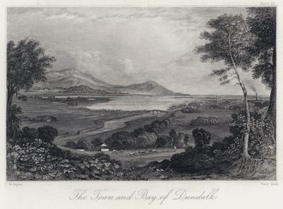 The Town and Bay of Dundalk (gravyr) av Thomas Mann (after) Baynes