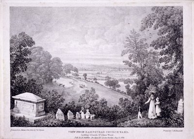 Översikt över Hampstead, London. 1822 av Thomas Mann Baynes