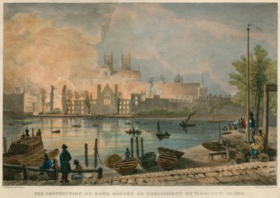 Förstörelsen av parlamentets hus genom brand den 16 oktober 1834 av Thomas Mann Baynes