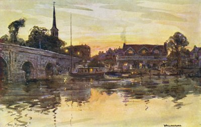 Floden Themsen: Wallingford (färglitografi) av Thomas Maybank