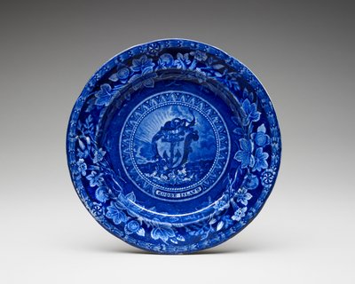Tallrik, c. 1826-1835 (blyglaserat lergods med transfertryck) av Thomas Mayer
