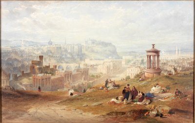Edinburgh från Calton Hills (akvarell på papper) av Thomas Miles Richardson