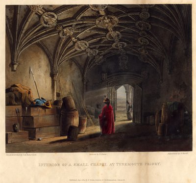 Interiör av ett litet kapell vid Tynemouth Priory, 1820 av Thomas Miles Richardson