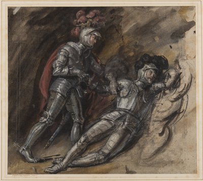 The Fallen Knight (penna, wc & gouache på papper) av Thomas Miles Richardson