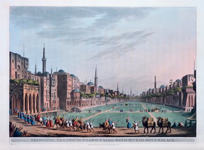 Huvudtorget i Grand Cairo, med Murad Beys-palatset, 1801 av Thomas Milton