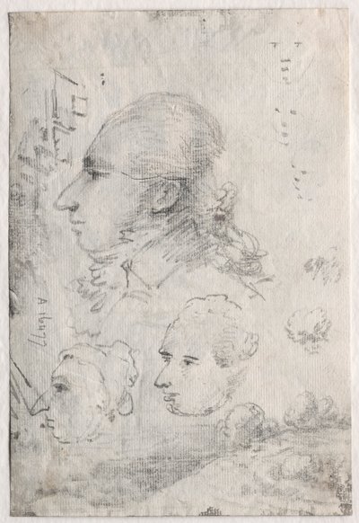 Studies of Heads verso, c. 1820-talet. av Thomas Monro