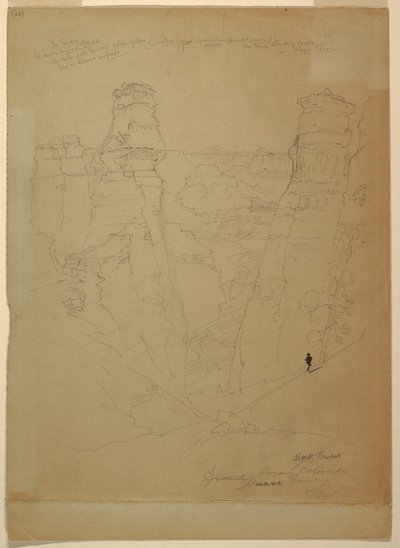 Teckning, Klipptorn i Muave [Muav] Canyon, Colorado, 1873 av Thomas Moran