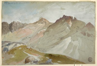 Teckning, Den övre änden av Little Cottonwood Canyon, Wasatch Range, nära Ogden, Utah, 13 augusti 1879 av Thomas Moran