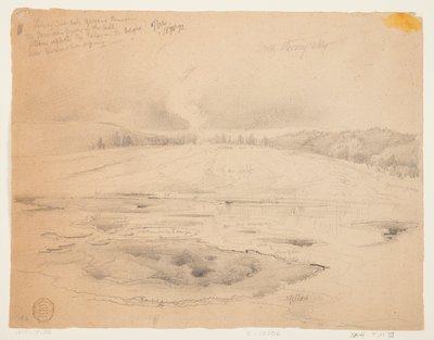 Nedre brandhål, gejserbassäng, Yellowstone av Thomas Moran