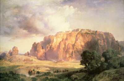 The Pueblo of Acoma, New Mexico (olja på duk) av Thomas Moran