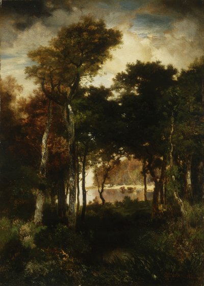 Skogen vid en flod, 1886 av Thomas Moran