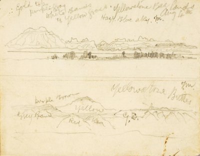 Yellowstone Bad Lands (och) Yellowstone Buttes av Thomas Moran