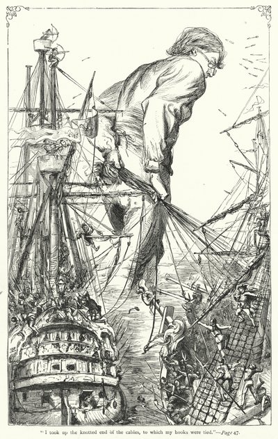 Illustration för Gullivers resor av Jonathan Swift (gravyr) av Thomas Morten