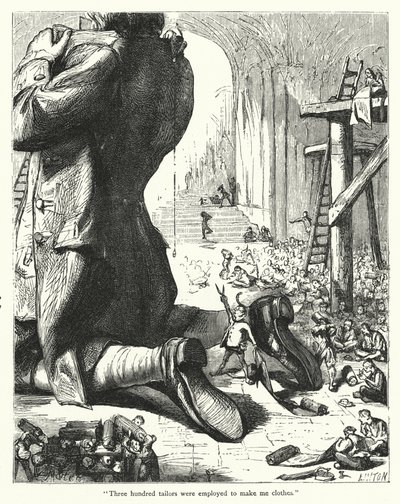 Illustration för Gullivers resor av Jonathan Swift (gravyr) av Thomas Morten