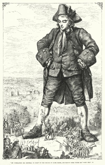 Illustration för Gullivers resor av Jonathan Swift (gravyr) av Thomas Morten