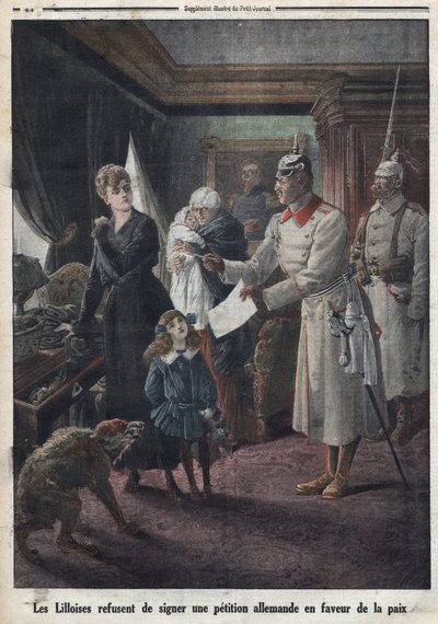 Erster Weltkrieg: Einwohner von Lille weigern sich, eine Petition von deutschen Soldaten für den Frieden zu unterschreiben von Thomas & Mortimer John Hamilton (1741-79) Jones