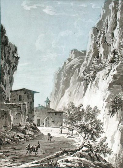 Byn Gondo på Simplonpasset, illustration från 