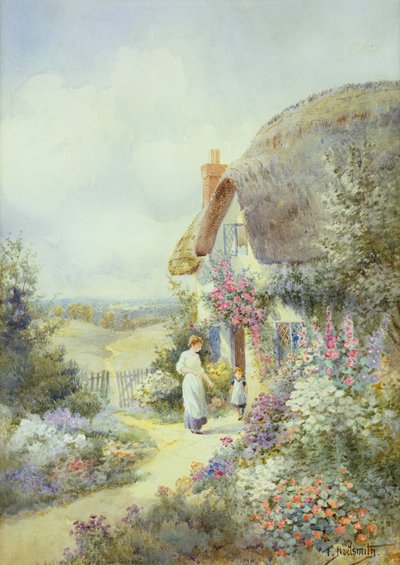 A Cottage Garden, Dorset (akvarell på papper) av Thomas Noelsmith