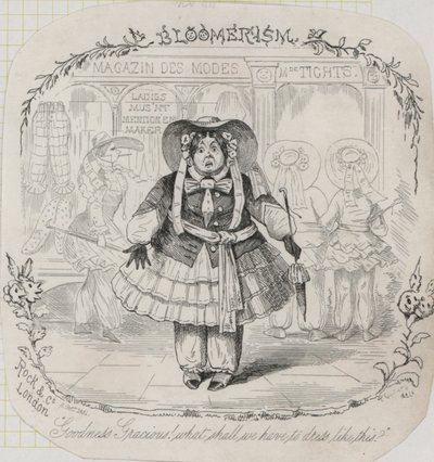 Viktorianskt dammode: bloomers (gravyr) av Thomas Onwhyn