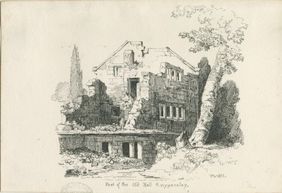 Biddulph - Knypersley Hall [gammal]: penna och bläckskiss av Thomas Peploe Wood