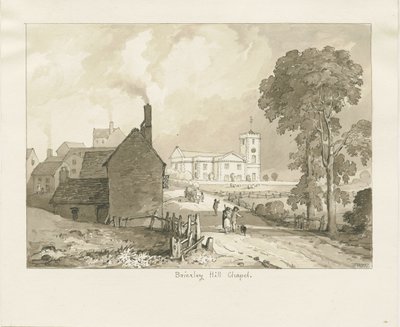 Brierley Hill Chapel: sepiateckning, 1837 av Thomas Peploe Wood