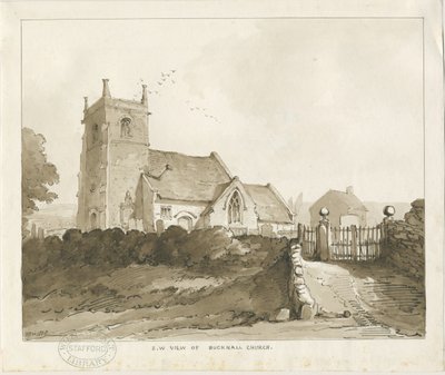 Bucknall Church: sepiateckning av Thomas Peploe Wood