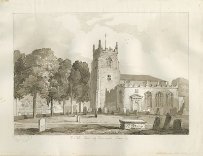Cannock Church: sepiateckning av Thomas Peploe Wood