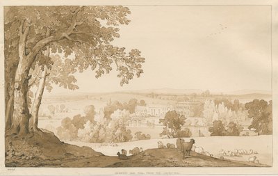 Chartley Hall: sepiateckning, 1837 av Thomas Peploe Wood