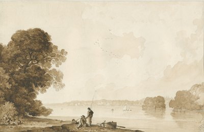 Chillington Park - Pool: sepiateckning, nd [1837-1838] (ritning) av Thomas Peploe Wood