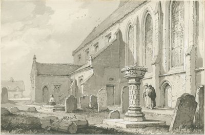 Colwich Church: sepiateckning av Thomas Peploe Wood