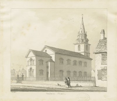 Darlaston Church: sepiateckning, 1836 av Thomas Peploe Wood