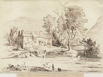 Dovedale - Thorpe Mill: penn- och sepiateckning av Thomas Peploe Wood