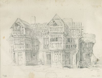 Eccleshall - Biana Hall: blyertsteckning, 1835 av Thomas Peploe Wood