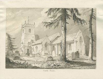 Enville kyrka: sepiateckning, 1837 av Thomas Peploe Wood